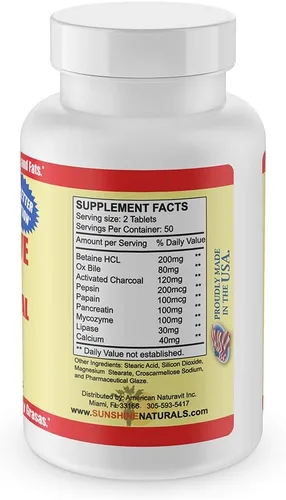 Miniatura 4 de Sunshine Naturals Suplemento súper digestivo. Bilies de buey y carbón activado para apoyo digestivo, alivio de la hinchazón, limpieza intestinal
