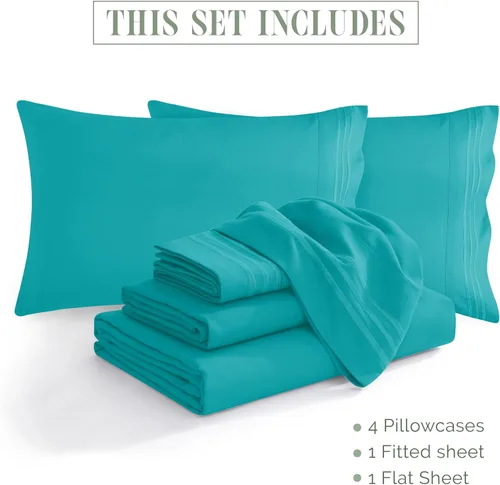 Miniatura 4 de Elegant Comfort Lujoso juego de ropa de cama suave y acogedor de 6 piezas estilo egipcio, calidad prémium hotelera, 1500 hilos, resistente a