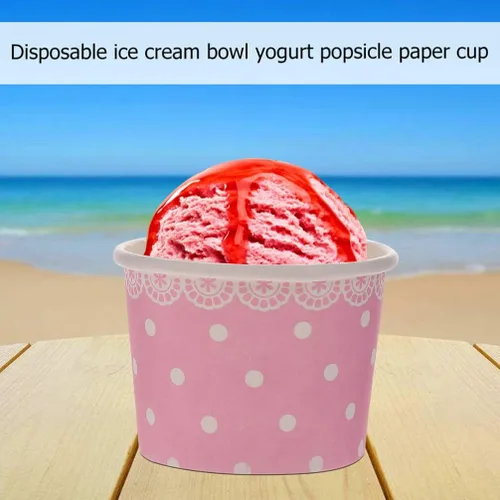 Miniatura 2 de Paquete de 100 tazas desechables de postre de color rosa de 3.9 pulgadas, cuencos de papel para helado de helado, budín, yogur, fiesta, boda