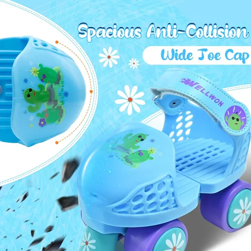Miniatura 2 de Kids Roller Skate for Girls Boys Ages 2-5 Years Old, Adjustable Toddler Rollerskates, Children Beginner Roller Skate Azul