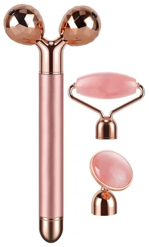 Miniatura 10 de Rodillo de jade eléctrico 3D rodillo facial y masajeador facial, cuarzo rosa 3 en 1