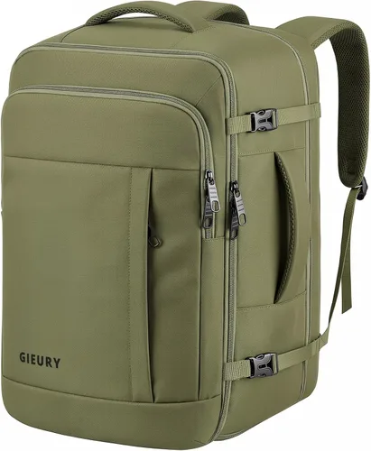 Gieury Mochila de viaje, mochila extragrande expandible de 50 litros para hombres y mujeres, mochila de transporte para aviones, artículos Verde