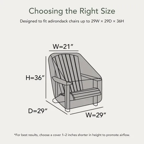 Miniatura 2 de Covermates Adirondack - Funda para silla, poliéster resistente, resistente a la intemperie, dobladillo con cordón, fundas para asientos y silla, 29