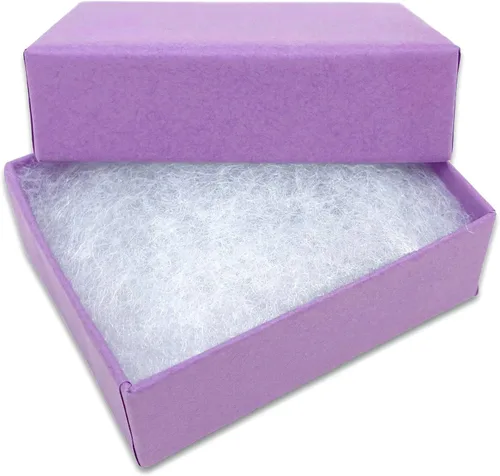 Miniatura 3 de TheDisplayGuys - Paquete de 100 cajas de cartón rellenas de algodón #10 para joyas, color morado lavanda (1.9 x 1.3 x 0.7 pulgadas), para envío