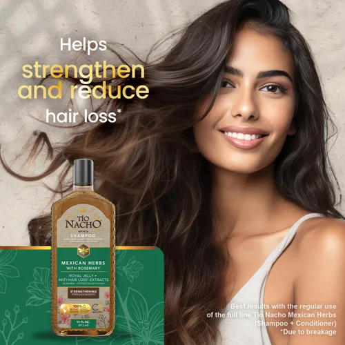 Miniatura 3 de TIO NACHO Herbolaria Mexicana Shampoo fortalecedor de cabello, con jalea real, ginseng, aloe vera, trigo, jojoba, 14 onzas líquidas