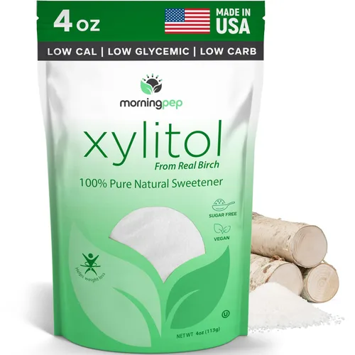 Morning Pep Tamaño de Muestra Edulcorante Puro de Xilitol de Abedul (Aprobado para Dieta Keto) sin Regusto 4 OZ (no de maíz) Sin GMO - Kosher - Sin