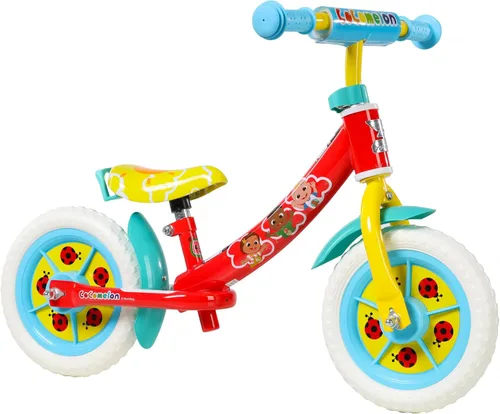 Dynacraft Cocomelon Bicicleta de equilibrio para niños, ideal para niños pequeños, ligera y duradera, diseño divertido y colorido, perfecta para Rojo