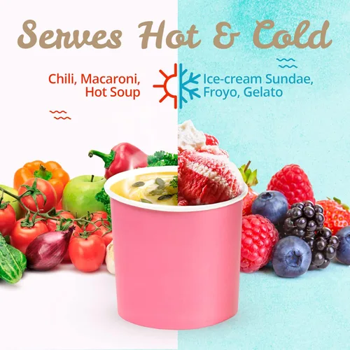 Miniatura 7 de MATICAN Vasos de papel para helado, paquete de 50 cuencos desechables de postre de 11 onzas para bebidas calientes y frías, 11 onzas, 5