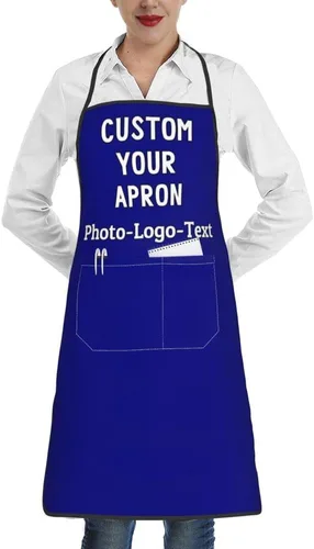 Miniatura 20 de Delantales personalizados para adultos, delantal personalizado con logotipo de foto, delantal impermeable con 2 bolsillos