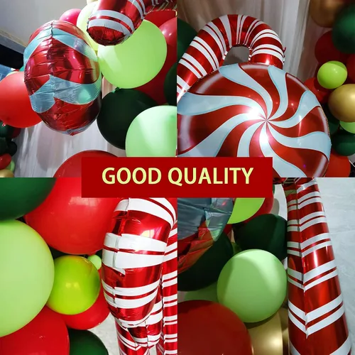Miniatura 7 de Kit de arco de guirnalda de globos de Navidad con globos de Navidad, rojo, dorado, verde oscuro, globo verde fresco y globos de caramelo, caja