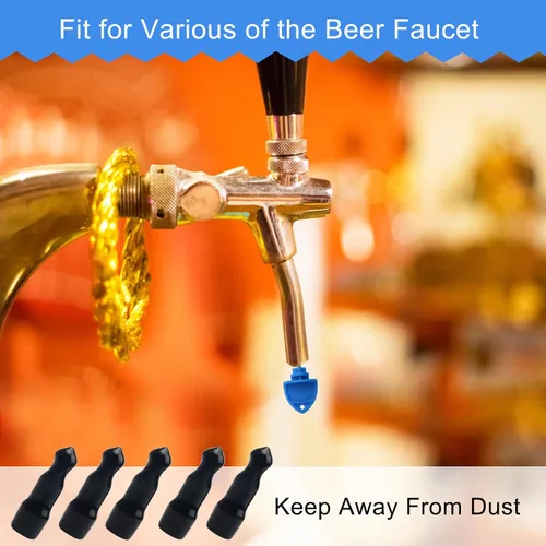 Miniatura 7 de 30 tapas y cepillo para grifo de cerveza, 25 cepillos de tapa/5 tapones de borrador de goma, tapas de grifo de cerveza para limpieza (azul)