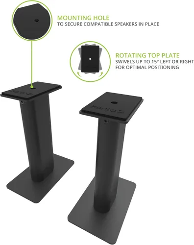 Miniatura 2 de Kanto SP9 Soportes de altavoces de escritorio para altavoces de estantería pequeña/mediana y monitores de estudio compacto/mediano de 2 a 4 pulgadas