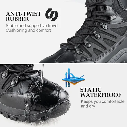 Miniatura 5 de FREE SOLDIER Botas de senderismo tácticas impermeables para hombre, botas de trabajo militar, botas de combate