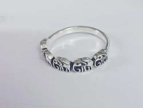 Miniatura 7 de Oxidized Eternity Elephant Animal Ring New 925 Sterling Silver Band