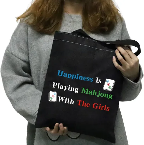Miniatura 5 de JXGZSO La felicidad del bolso de compras de Mahjong está jugando al bolso del juego de mesa de Mahjong para el jugador afortunado de Mahjong