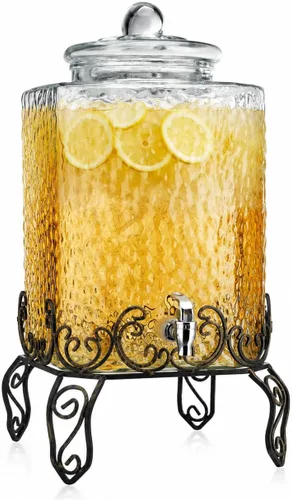 Miniatura 14 de Dispensadores de bebidas de vidrio de 3 galones para fiestas, dispensadores de jarras Mason clásicos con tapa de vidrio con asa y espiga 100% a