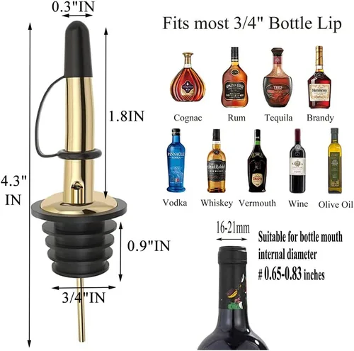 Miniatura 5 de Pafusen Paquete de 12 vertedores de botellas de licor, boquilla para verter licor para botellas de licor, boquilla dispensadora de aceite de oliva