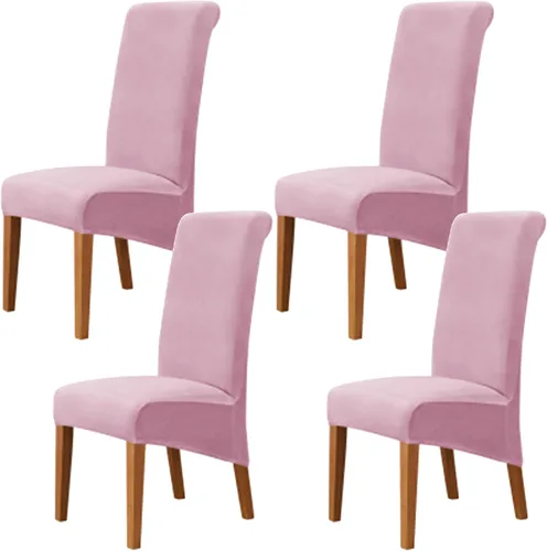 Miniatura 9 de Stretch Velvet Dining Chair Slipcovers Solid Color Armless Chair Cover with Elastic Bottom for Dining Room Kitchen Banquet (Blue, Set of 2)