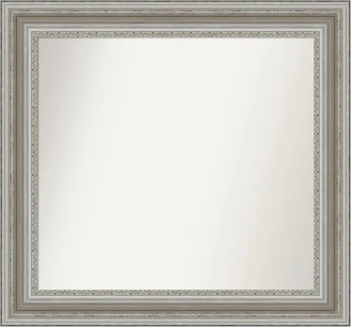 Miniatura 136 de Amanti Art Espejo de baño plateado para sobre el fregadero, 26 x 26 pulgadas, espejo cuadrado de plata antigua, marco de madera tradicional mediano