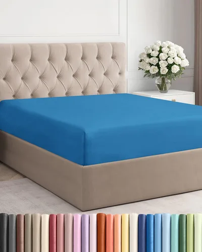 Sábana bajera ajustada tamaño Queen - Sábana inferior única ajustada de una sola plaza - Ropa de cama de lujo hotelera suave con bolsillos profundos