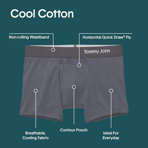 Miniatura 4 de Tommy John Mens Trunk 4" Underwear - Cool Cotton Boxers with Supportive Contour Pouch - Cool, Dry Pima Cotton Blend