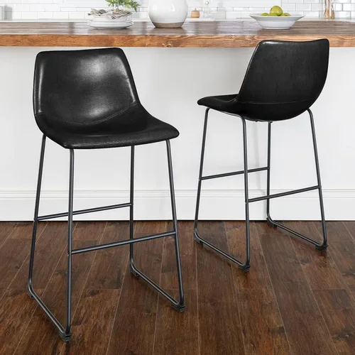 Miniatura 22 de LEMBERI Juego de 2 sillas de comedor de piel sintética, modernas sillas de cocina y comedor de 18 pulgadas con respaldo y patas de metal, cómodo