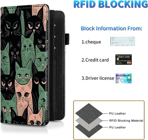 Miniatura 70 de Funda para chequera para hombres y mujeres, cartera de cuero RFID con ranuras para tarjetas de crédito, soporte de cheques duplicados personales