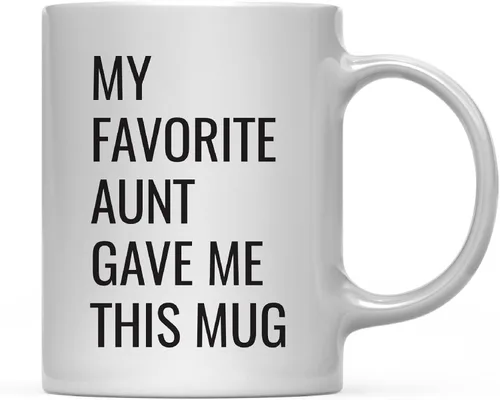 Andaz Press Taza de café divertida de 11 onzas, regalo de broma, My Favorite Aunt Gave Me This Cup, 1 paquete, sobrino sobrino, cumpleaños, Navidad,