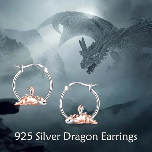 Miniatura 4 de Aretes de plata de ley 925 con diseño de animales, bonitos aretes de aro de animales, regalos de joyería para mujeres y niñas