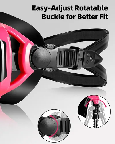 Miniatura 5 de VegoVia Gafas de natación para adultos con cubierta para la nariz, visión amplia transparente de 180°, sin fugas, máscara de buceo, gafas de piscina