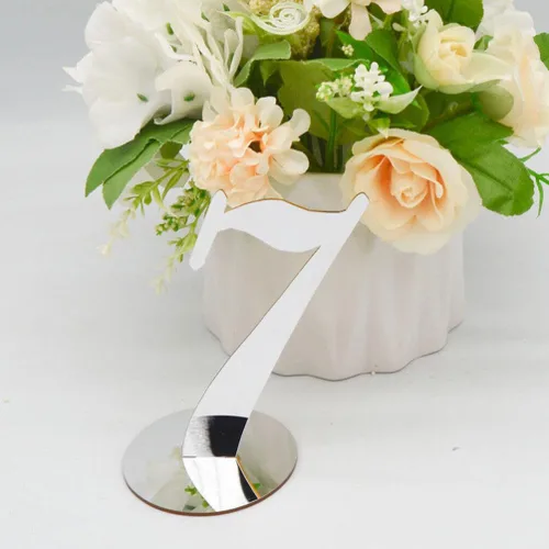 Miniatura 3 de NUOBESTY 10 piezas de acrílico para números de mesa, elegantes tarjetas de números de asiento de boda, reutilizables, decoración de mesa