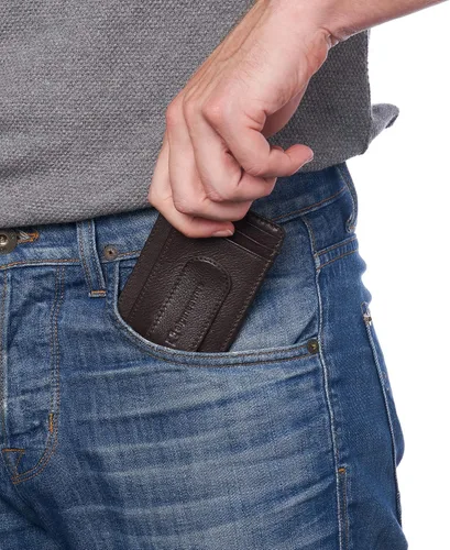 Miniatura 5 de Alpine Swiss Cartera de cuero con clip de dinero RFID Dermot para hombre viene en una caja de regalo