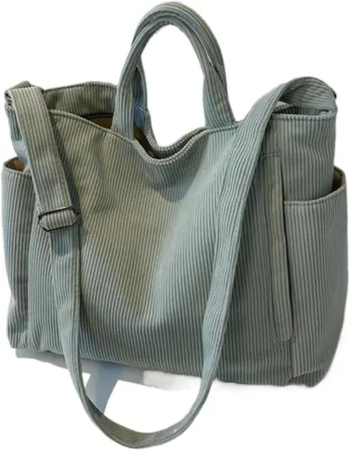 Miniatura 4 de Bolsa de pana para mujer, bolso de trabajo de gran capacidad para viajes diarios y salidas informales