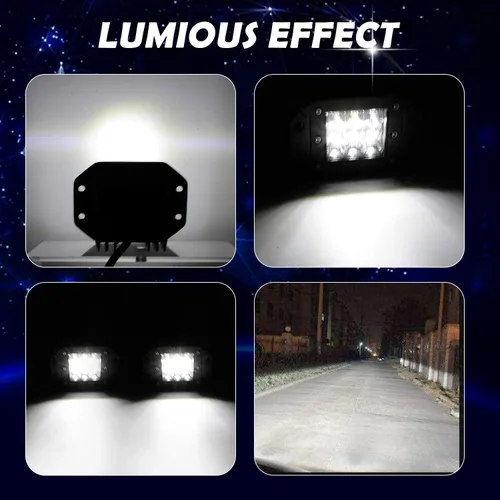 Miniatura 3 de EBESTauto - Manivelas LED de montaje empotrado, luz de trabajo LED de barra de luz de parachoques luces de conducción fuera de carretera LED lámpara