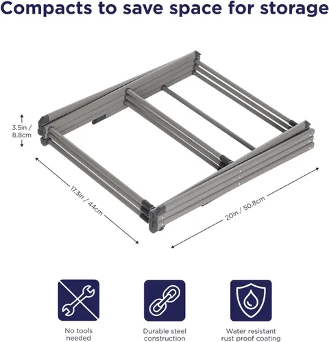 Miniatura 3 de BLACK+DECKER Organizador de lavandería extensible/plegable tendedero para secar ropa. Esencial para campamento/remolques o cualquier lugar donde Gris