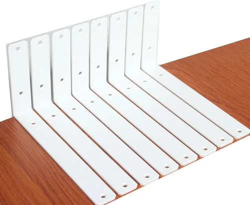 Miniatura 69 de Paquete de 12 soportes de estante en L de 8 pulgadas de largo x 6 pulgadas de alto x 1.5 pulgadas de ancho, 5 mm de grosor, soporte de estante en L