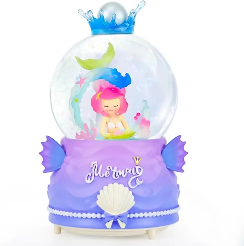 BREIS Globos de nieve, globos de nieve de sirena de 3.937 in, copos de nieve automáticos con luces LED de música, decoración de Navidad, cumpleaños,