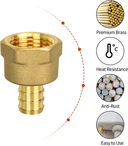 Miniatura 3 de 10 piezas de conectores PEX hembra 1/2" x 1/2" NPT, adaptador roscado hembra NPT de 1/2" x 1/2", accesorio de compresión, latón, puerto completo