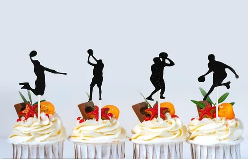 Miniatura 6 de Juego de 7 letras de baloncesto DIY feliz cumpleaños para niño pastel decoración de fiesta de pasteles deportes suministros de fiesta