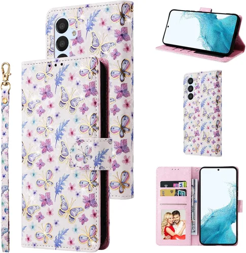 Miniatura 12 de UEEBAI Funda tipo billetera para Samsung Galaxy A16 4G/5G, cubierta de cuero PU con soporte, bloqueo RFID, funda flip con ranuras para tarjetas