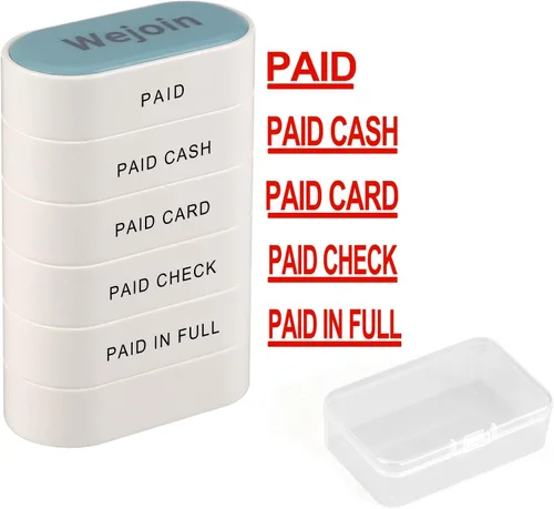 Juego de sellos pagados para oficina, sello de goma autoentintado, PaidCash, Tarjeta, Cheque, Pagado en su totalidad con tinta roja, sello