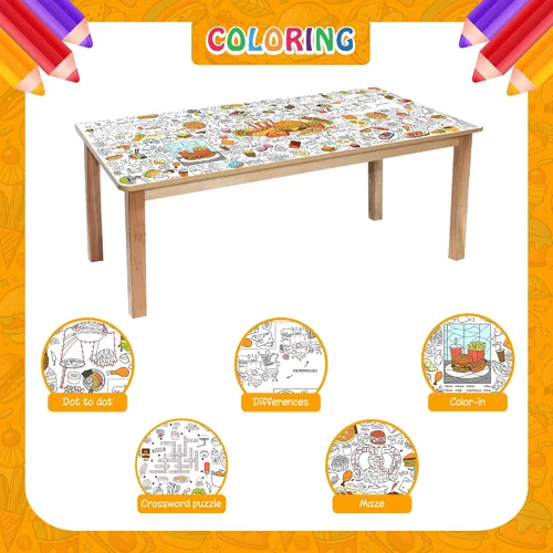 Miniatura 3 de Groovy - Mantel para colorear para niños, póster colorido de 30 x 72 pulgadas con letreros de paz, margarita, diseños retro, perfecto