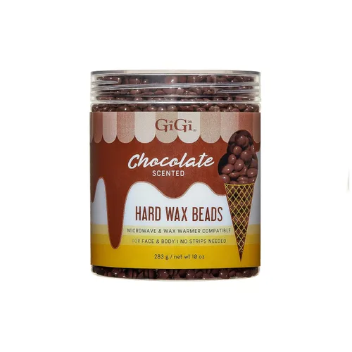 GiGi Cuentas de cera dura para depilación con aroma a chocolate, sin tiras para cara y cuerpo, compatible con microondas y calentador de cera, 10