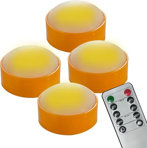 Miniatura 2 de Luces LED de calabaza con control remoto y temporizador, velas parpadeantes brillantes sin llama que funcionan con pilas, para decoración