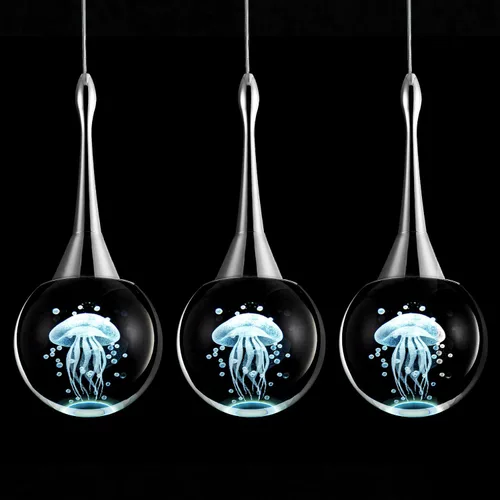 Miniatura 15 de CHYING Lámpara colgante dorada de cristal LED Iluminación colgante de medusa lágrima luces colgantes mini luces colgantes para isla de cocina, baño