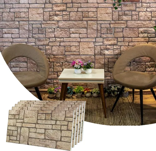 Miniatura 23 de Dundee Deco Paneles de pared 3D de ladrillo sintético, revestimiento de pared con aspecto de piedra roja, gris y marrón, espuma de poliestireno