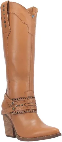 Miniatura 2 de Dingo Botas de baile de máscaras para mujer, tacón alto hasta la rodilla, 3 pulgadas y más, color marrón