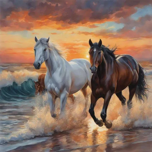 Stalente Kits de pintura de diamantes para adultos, caballos 5D, kit de arte de diamantes para principiantes, pintura de diamante redonda para