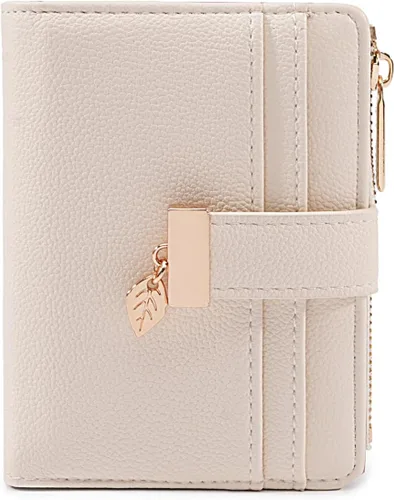 Miniatura 23 de Billetera pequeña para mujer, plegable, de piel suave, tarjetero con ventana de identificación, con cremallera, bolsillo para monedas, carteras