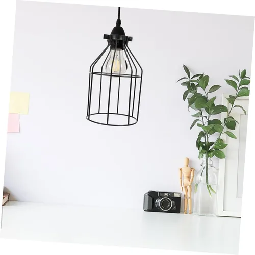Miniatura 5 de Beaupretty Lámpara industrial jaula de alambre de hierro bombilla jaula ventilador de techo pantallas de luz lámpara industrial lámpara jaula